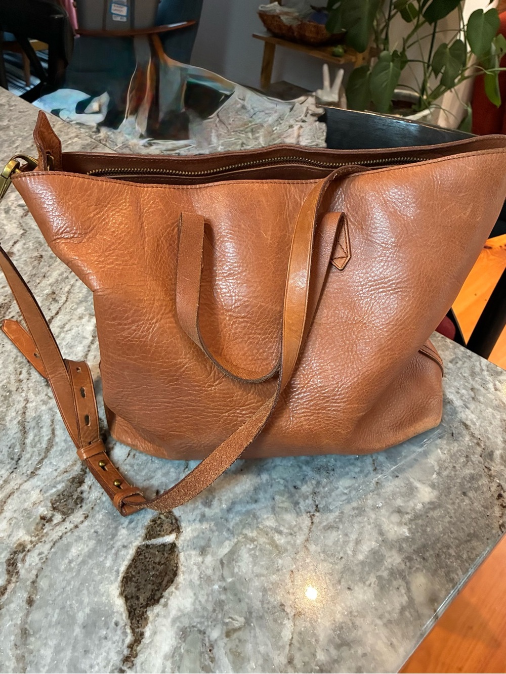 Madewell Transport Tote. English Saddle Leather. Cognac